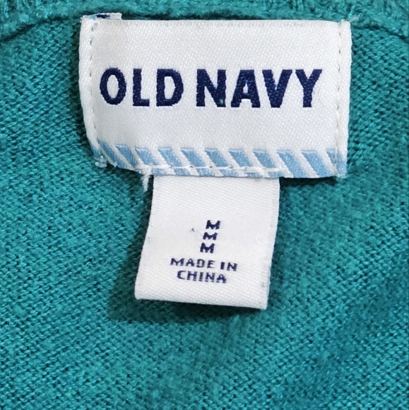 Old Navy Men Medium Green V-Neck Sweater Lion Logo Preppy Minimalist Classic 90s - Picture 4 of 6